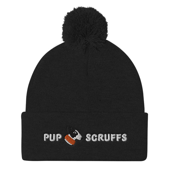 pup scruff logo pom pom beanie