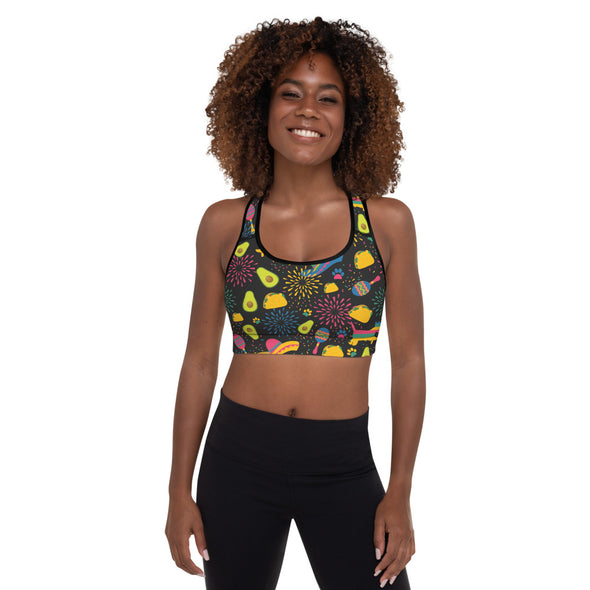 taco lover padded sports bra